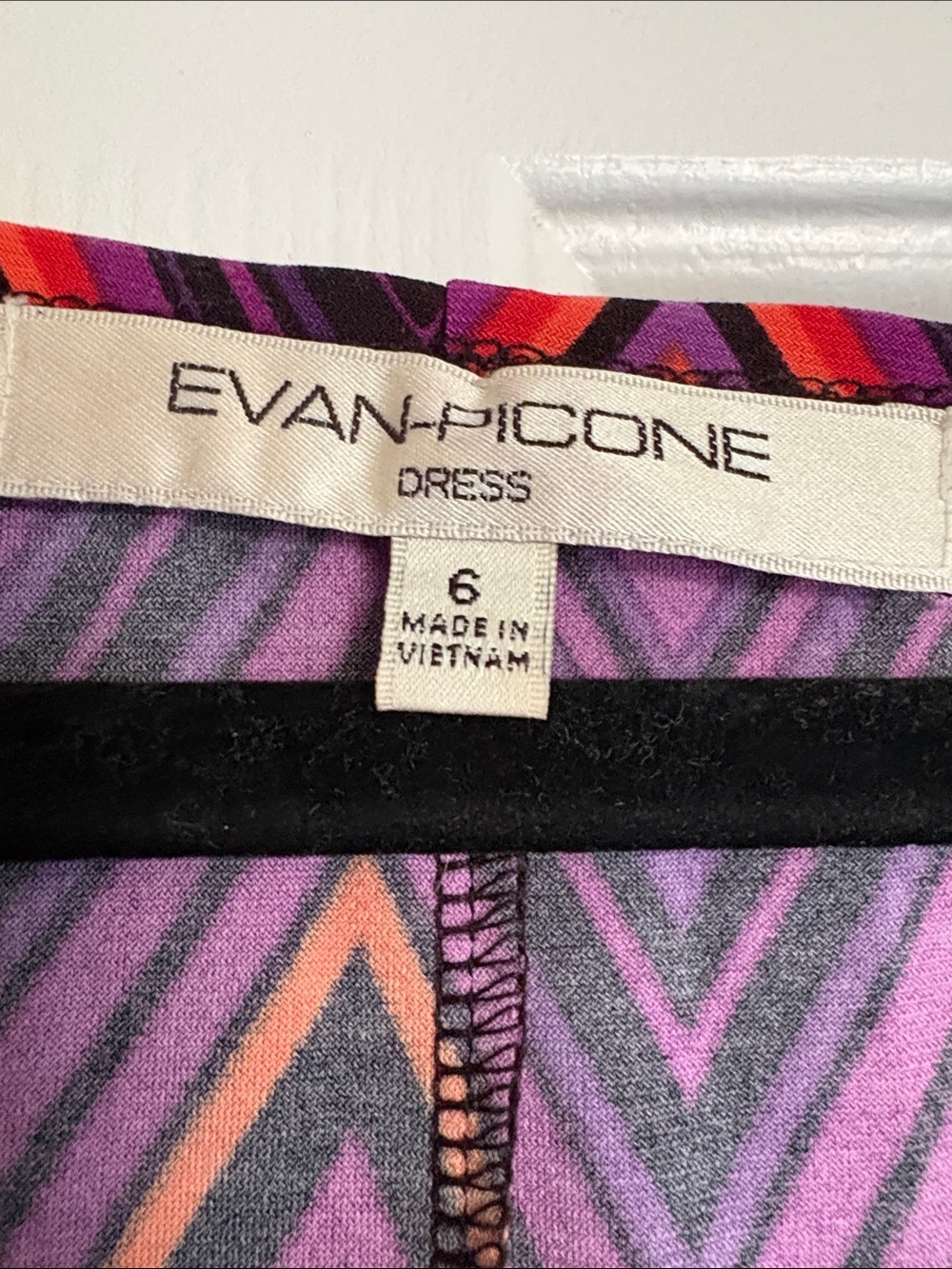 Evan Picone Chevron Wrap Midi Dress in Orange, Purple & Black Sz 6 - Picture 2 of 6